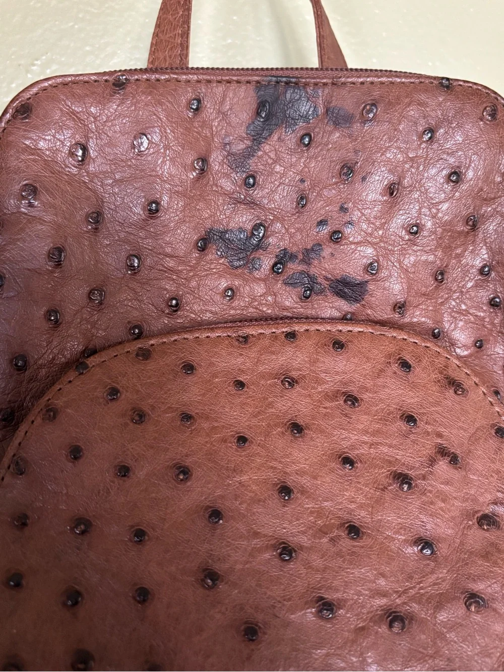 Brown Ostrich Leather mini backpack - Picture 9 of 9